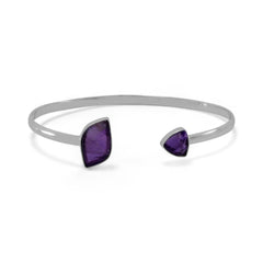 Sterling Silver Amethyst Open Cuff Bracelet