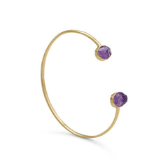 14 Karat Gold Plated Rough Cut Amethyst Split Bangle