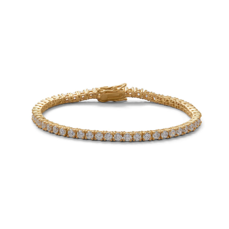 7" 14K Gold Plated 3mm CZ Tennis Bracelet