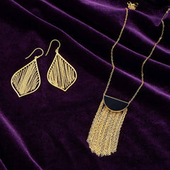 14 Karat Gold Plated Fringe Leaf Earrings