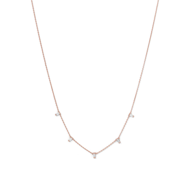 14 Karat Rose Gold Plated Dangling CZ Necklace