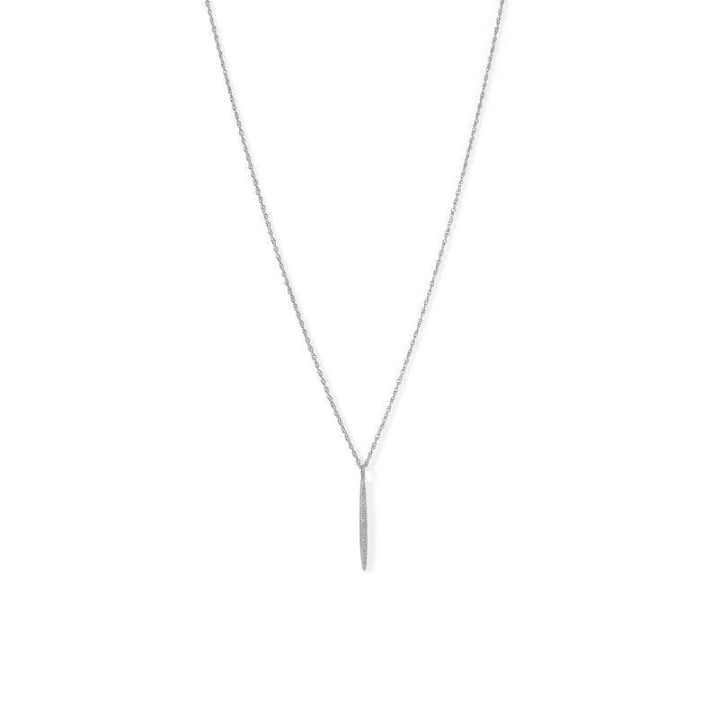 Rhodium Plated Vertical Bar Necklace with Diamonds