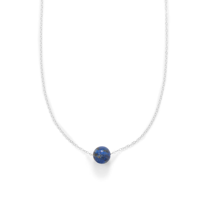 16" + 2" Floating Lapis Bead Necklace