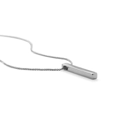 Four Sided Rhodium Plated Vertical Bar Drop Necklace