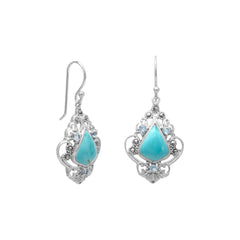 Reconstituted Turquoise, Blue Topaz and Marcasite Earrings