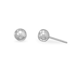 Rhodium Plated 6mm Ball Stud Earrings