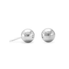 Rhodium Plated 8mm Ball Stud Earrings