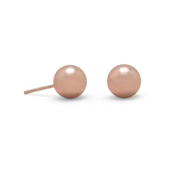 14 Karat Rose Gold Plated 8mm Ball Stud Earrings