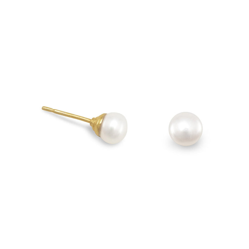 14 Karat Gold Plated Cultured Freshwater Pearl Stud Earrings