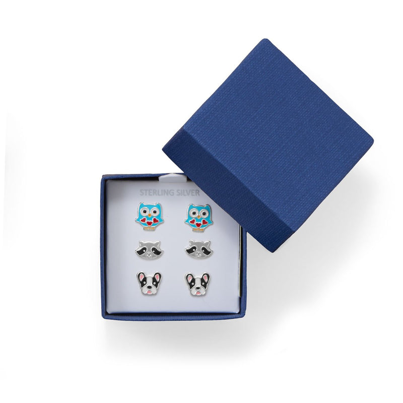 Owl, Raccoon and Dog Earring Set