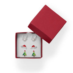 Reindeer, Santa Hat and Tree Earring Set