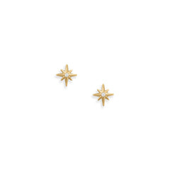 Sweet Stars! 14 Karat Gold Plated CZ Star Stud Earrings