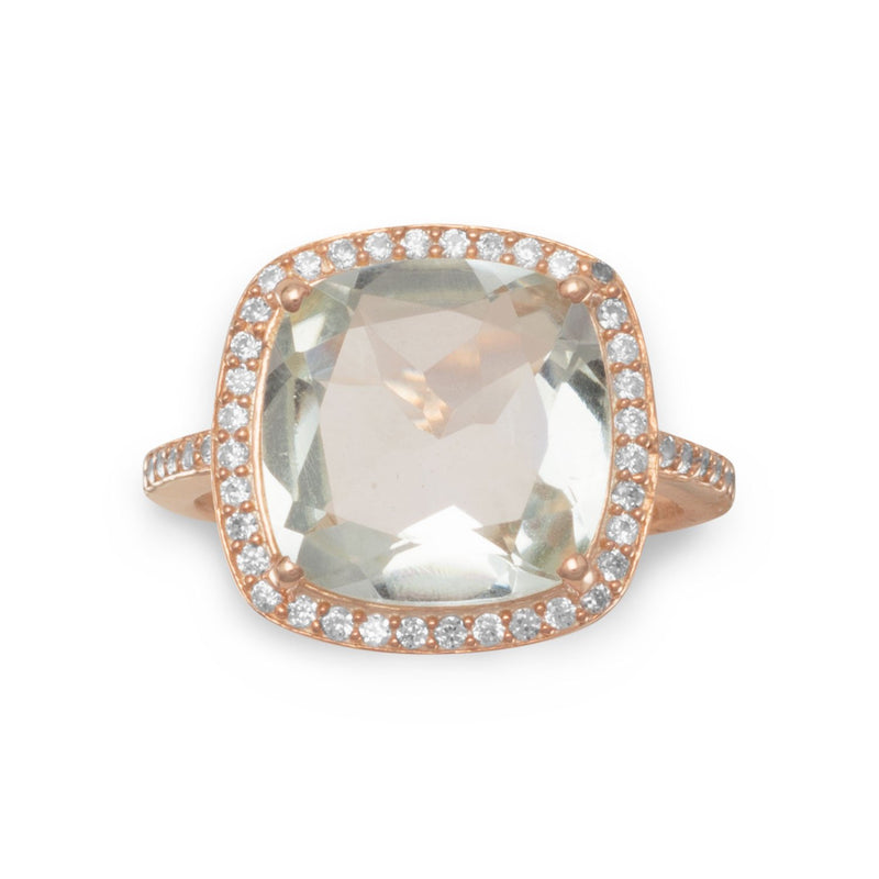 14K Rose Gold Plated Prasiolite Ring