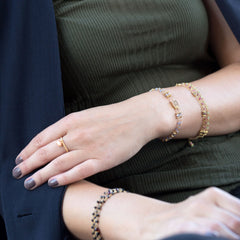 14 Karat Gold Plated Double Strand Tanzanite and Citrine Bracelet