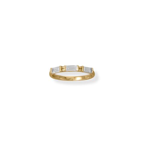 Bodacious Baguettes! 14 Karat Gold Plated White Baguette CZ Ring