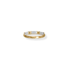 Bodacious Baguettes! 14 Karat Gold Plated White Baguette CZ Ring