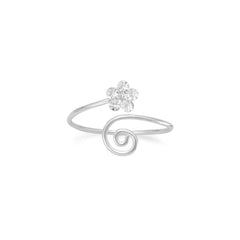 Wrap Design Toe Ring with Clear Crystal Flower